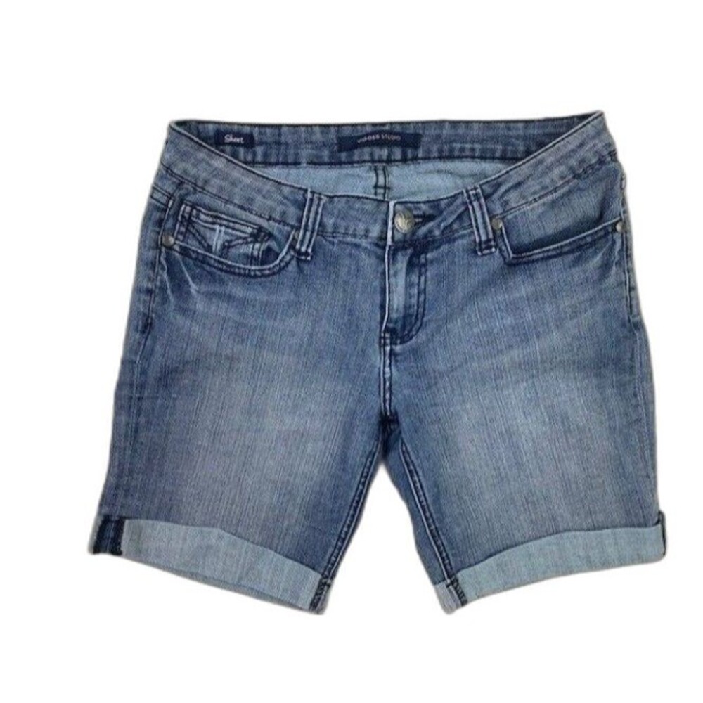 Vigoss Studio Size 28 Womens Shorts Midi Cuffed Hem Med Wash Stretch Low Rise